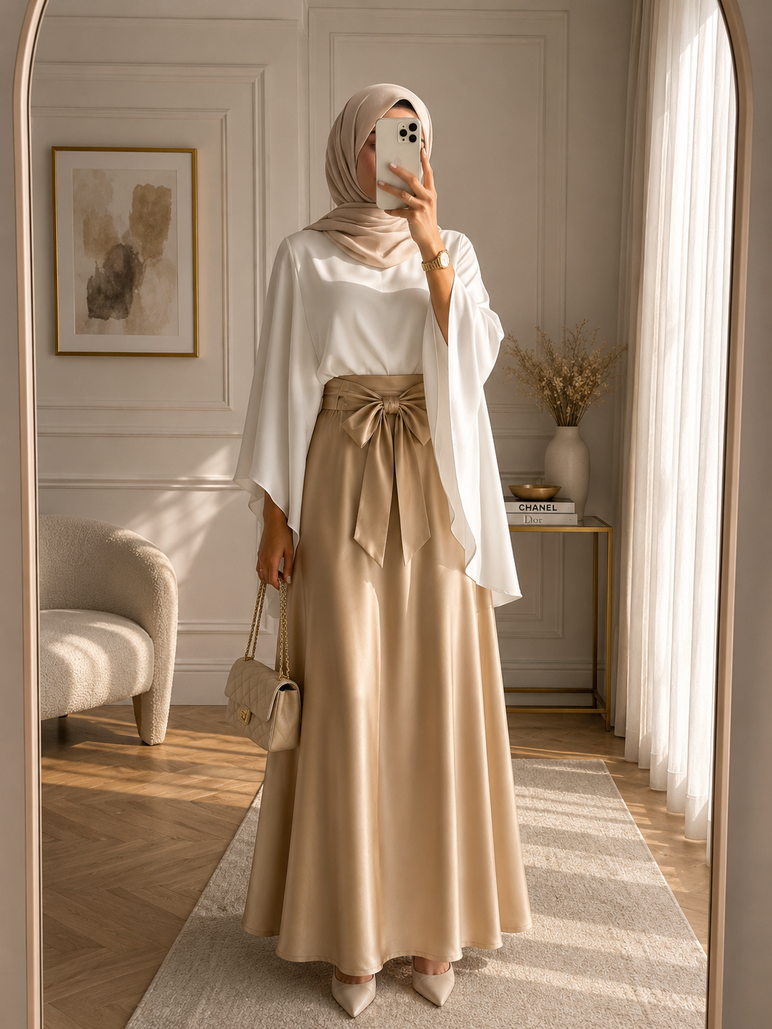 Jupe satin à noeud