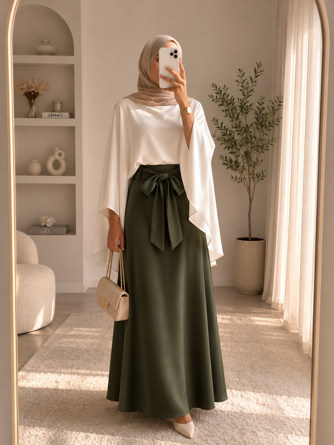 Jupe satin à noeud