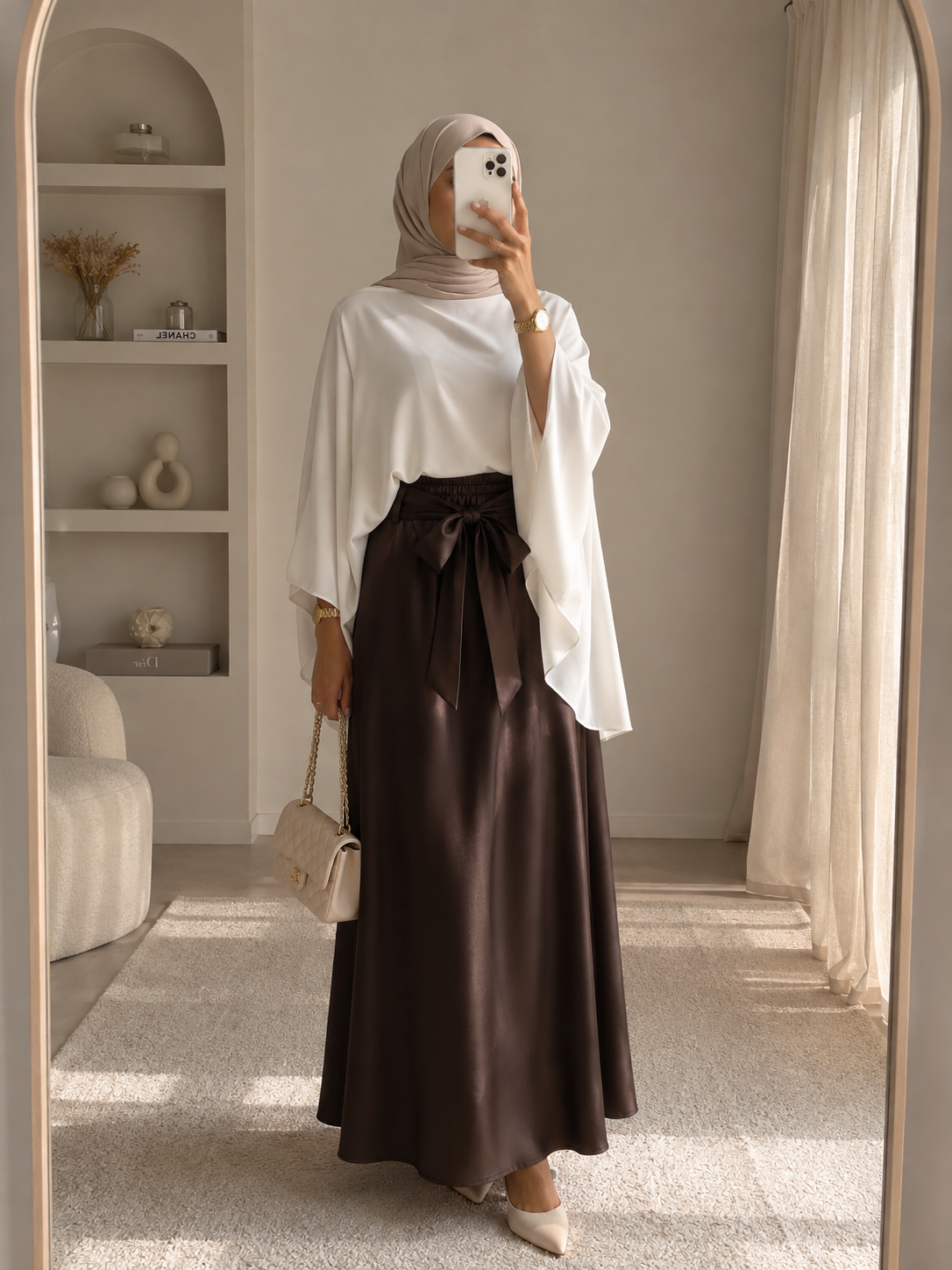 Jupe satin à noeud