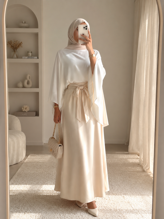 Jupe satin à noeud